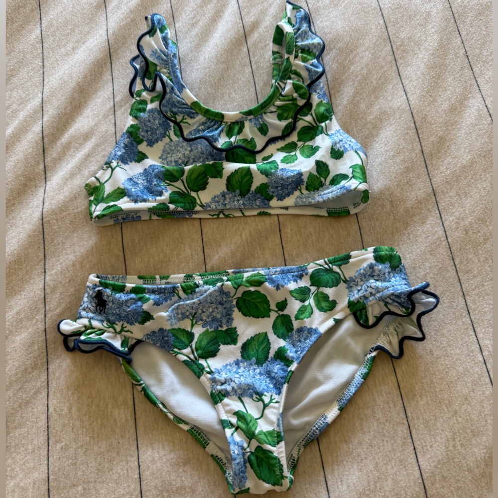 Floral Kids Swim Set - Blue and Green